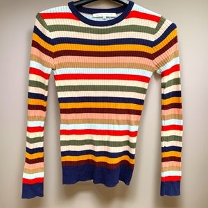 ENGLISH FACTORY RAINBOW STRIPED SOFT WOMENS SWEATER SIZE SMALL